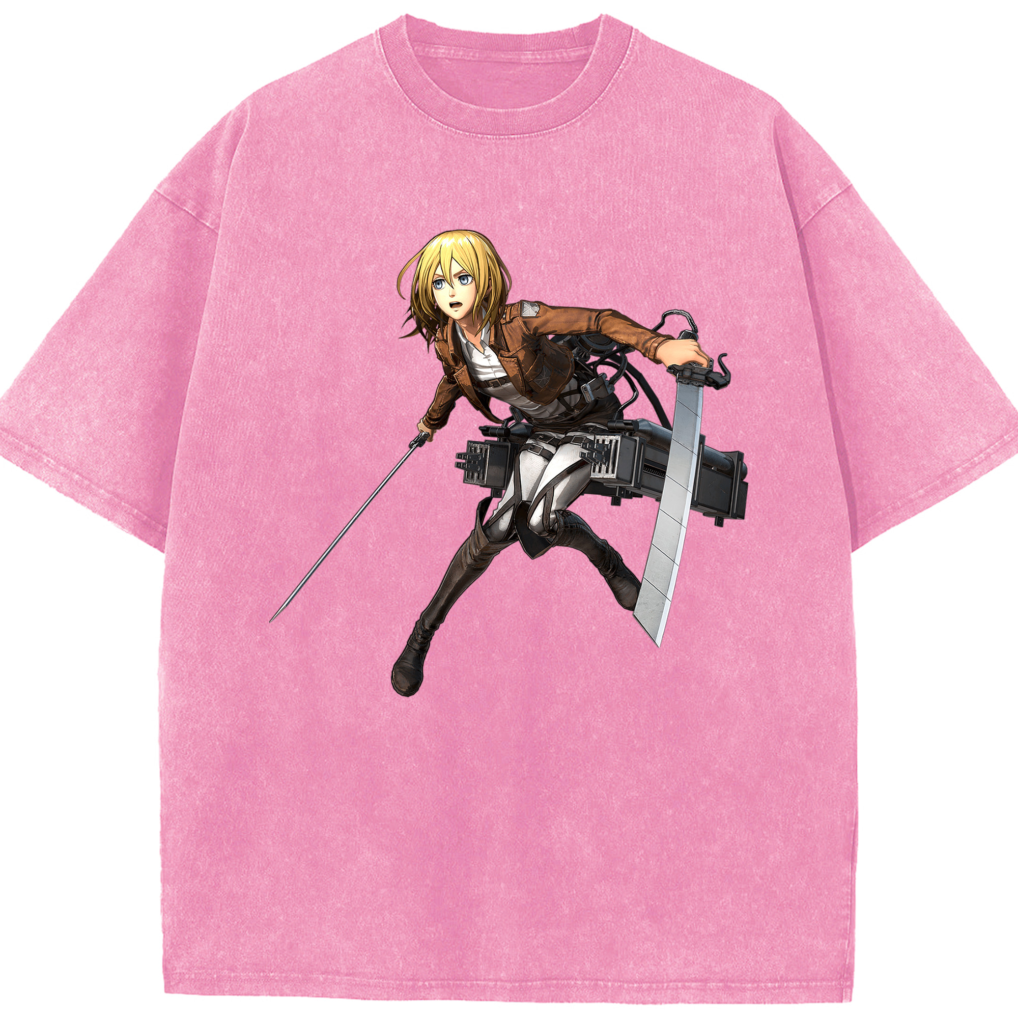 （画像用） 進撃の巨人 クリスタ·レンズ Attack on Titan Christa Lenz 綿100% ヴィンテージ風 半袖Tシャツ（フロントプリント）